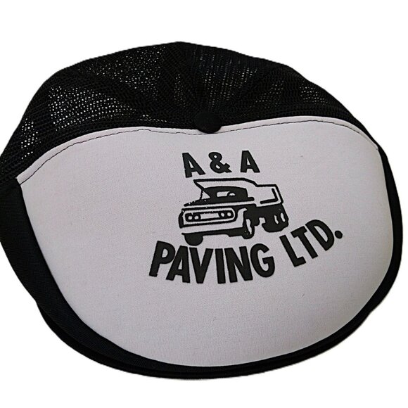 Vintage Flat Top Trucker Hat Snapback Cap "A & A Paving Ltd" - Picture 1 of 2